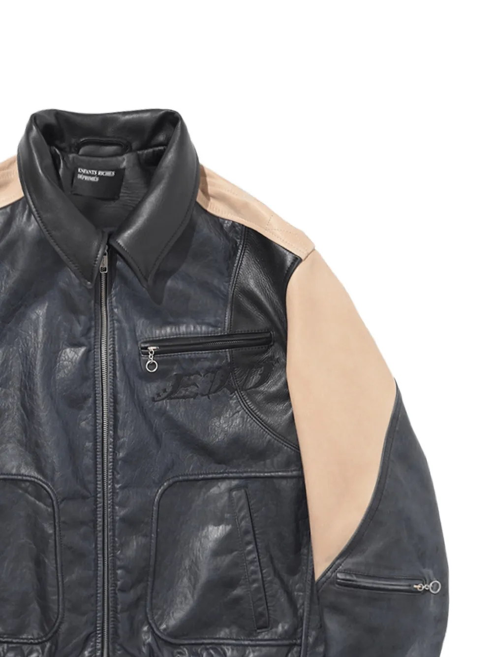 Enfants Riches Déprimés Combaittimento leren jack met colourblocking Zwart
