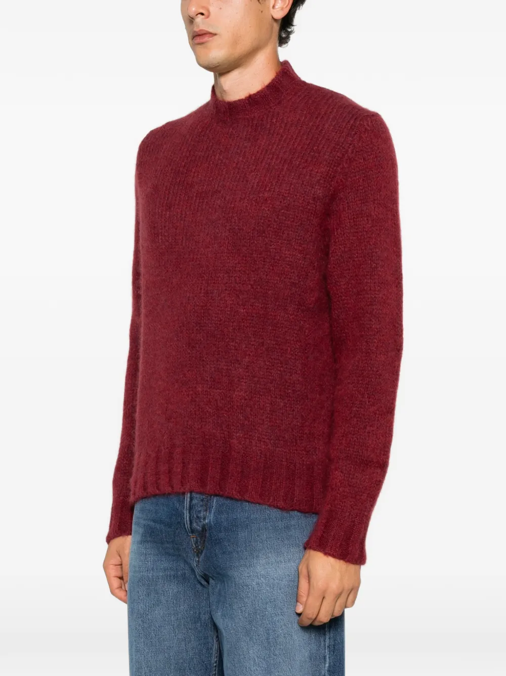 Doppiaa Ribgebreide trui met hoge hals Rood