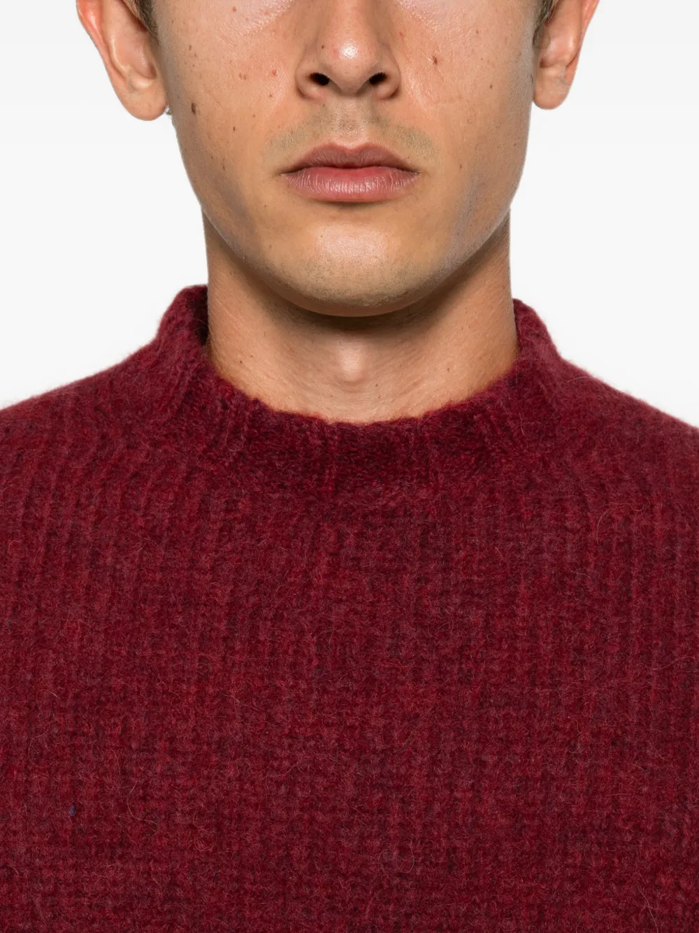 Doppiaa Ribgebreide trui met hoge hals Rood