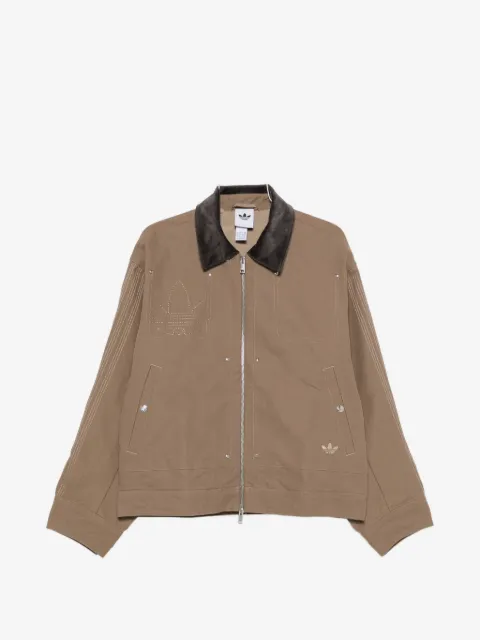 adidas embroidered corduroy-collar jacket