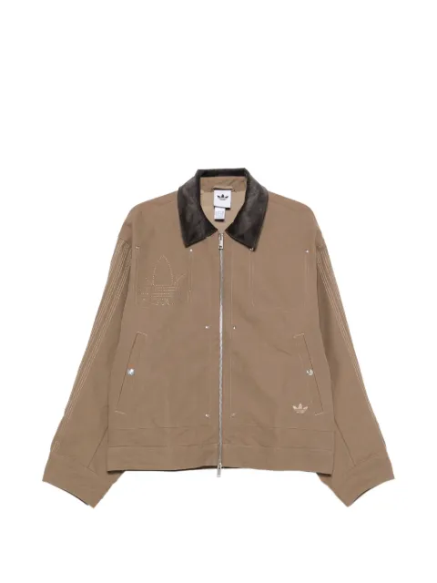 adidas embroidered corduroy-collar jacket