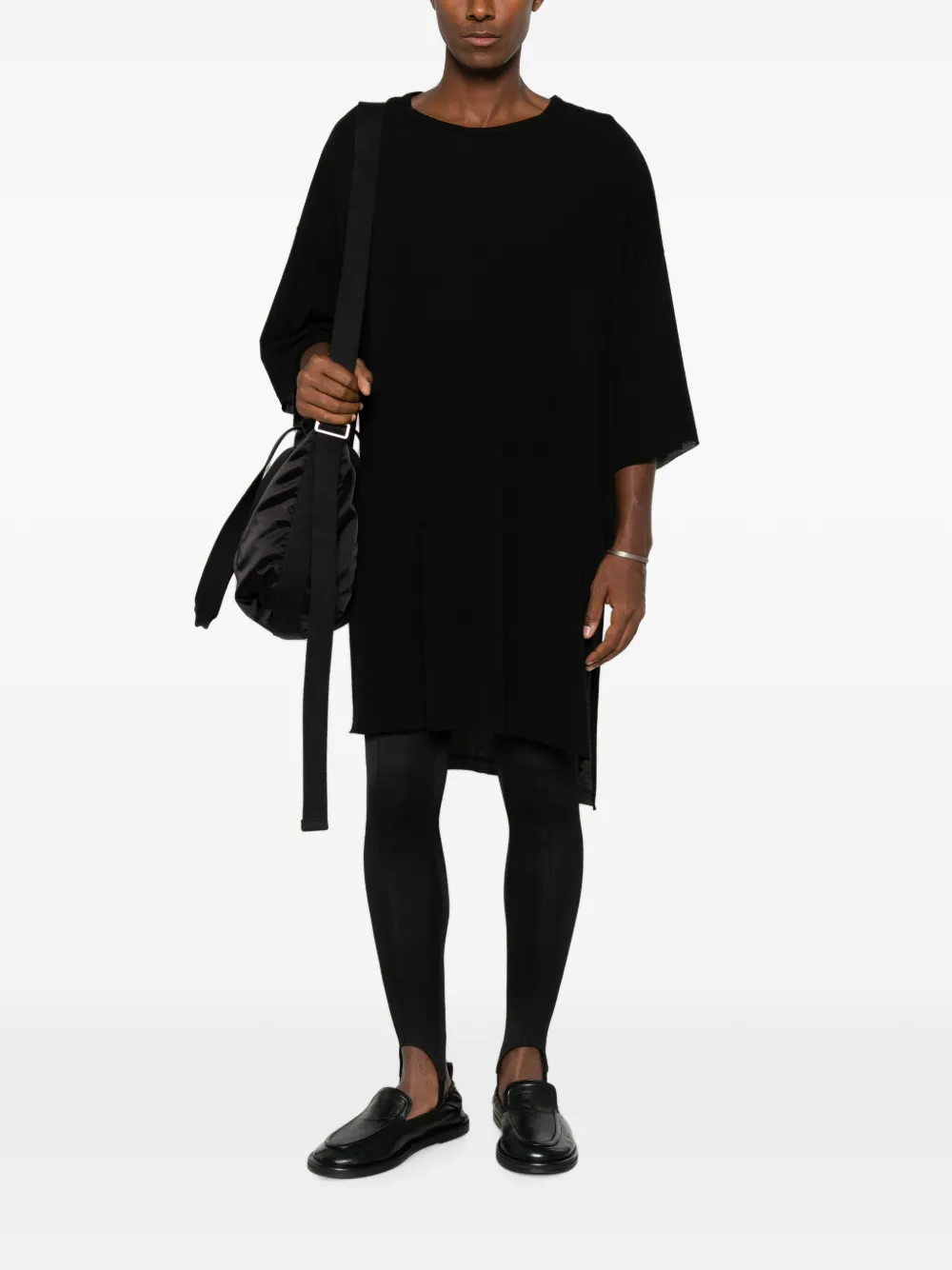 Yohji Yamamoto Oversized T-shirt met zijsplit Zwart