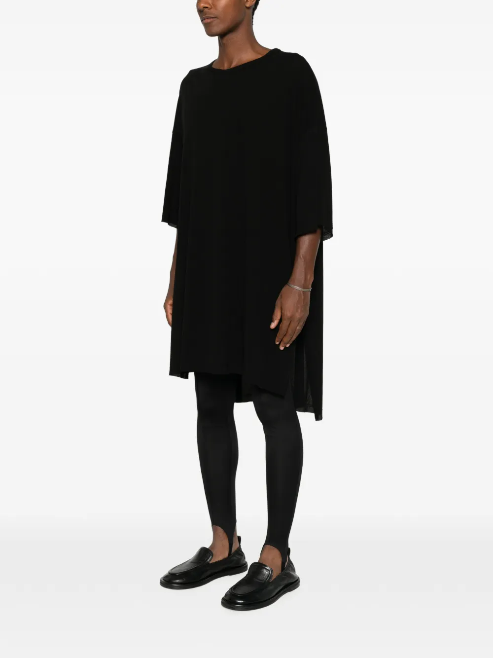Yohji Yamamoto Oversized T-shirt met zijsplit Zwart