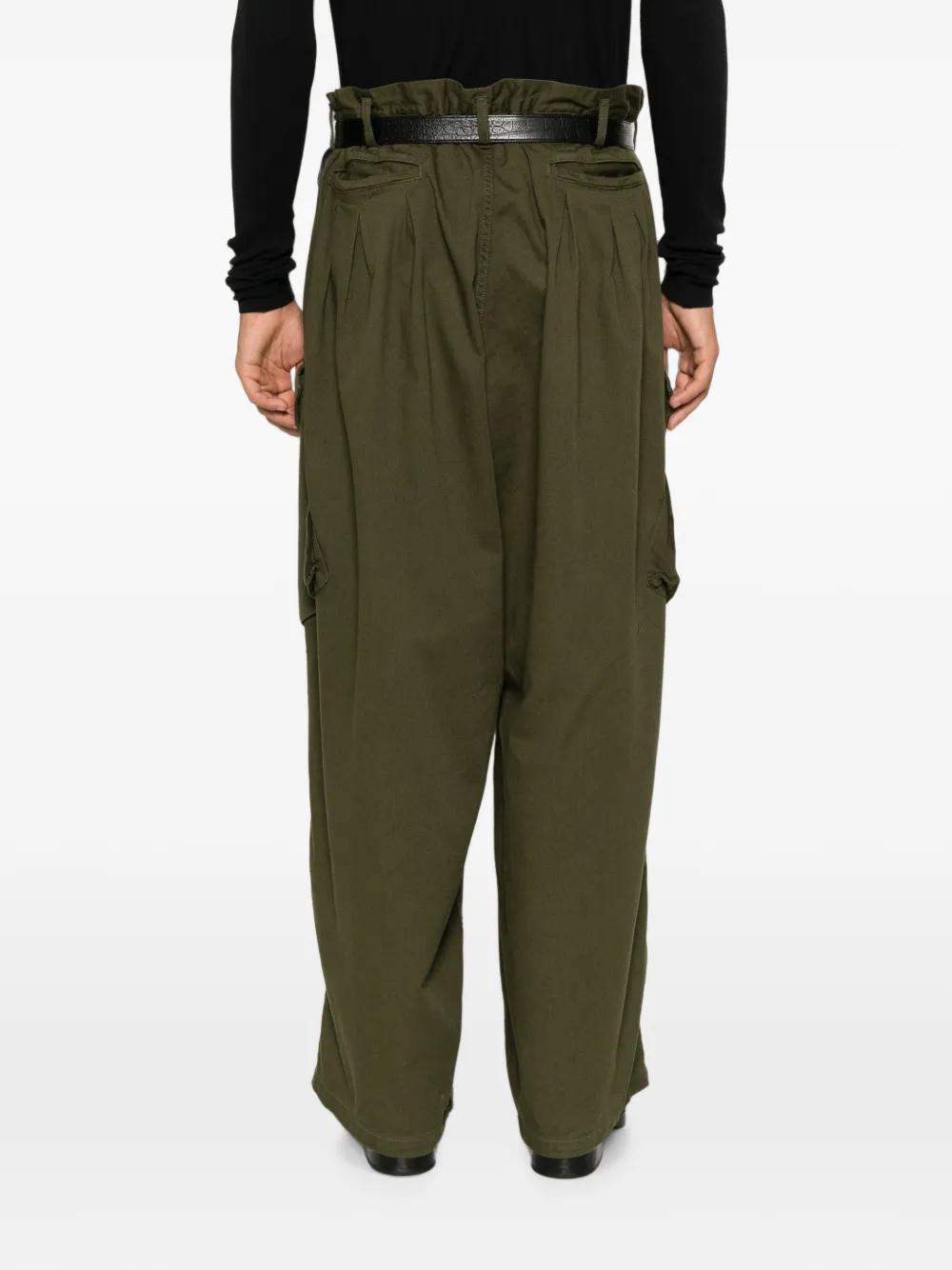 Yohji Yamamoto Cargo broek met plooien Groen