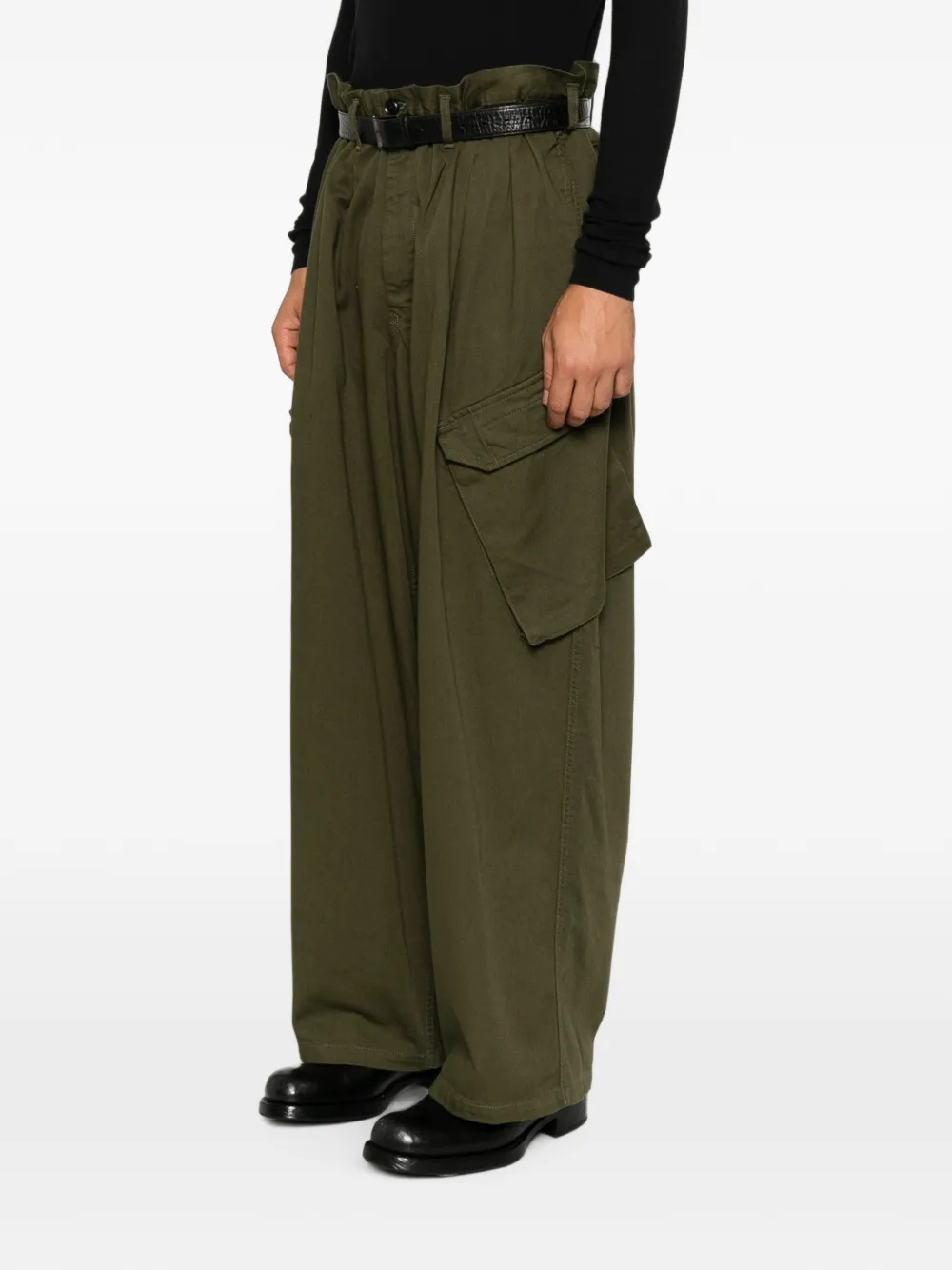 Yohji Yamamoto Cargo broek met plooien Groen