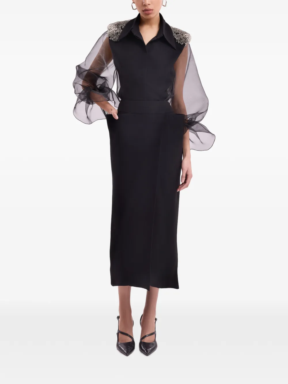 Gemy Maalouf high-waisted wrap-style skirt - Nero