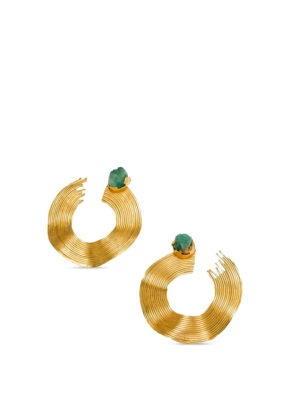 FENOMENA Aretes Opened Emerald Maxi Waves earrings