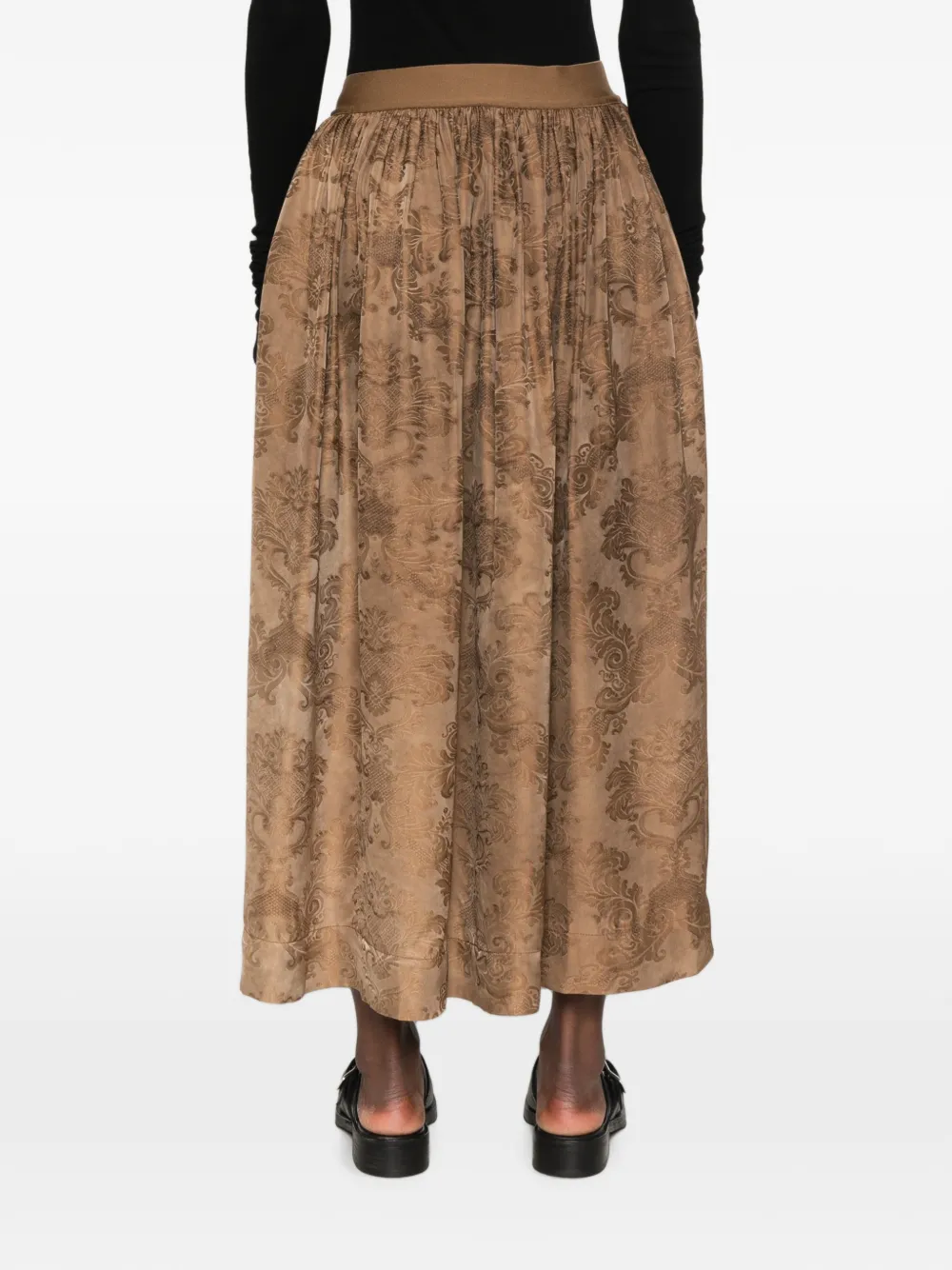 Uma Wang Gillian gesmockte midi-rok met patroon Beige