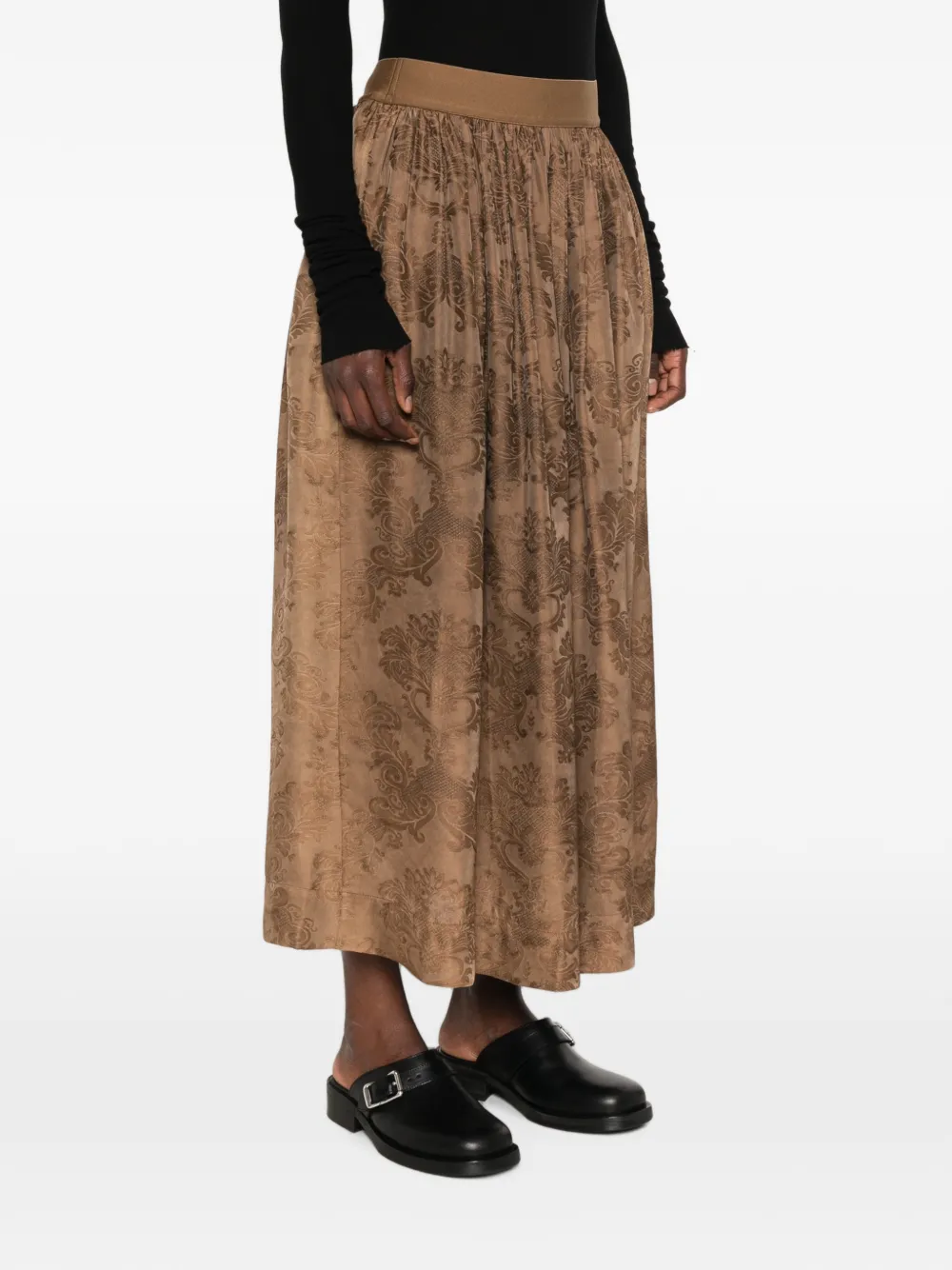 Uma Wang Gillian gesmockte midi-rok met patroon Beige