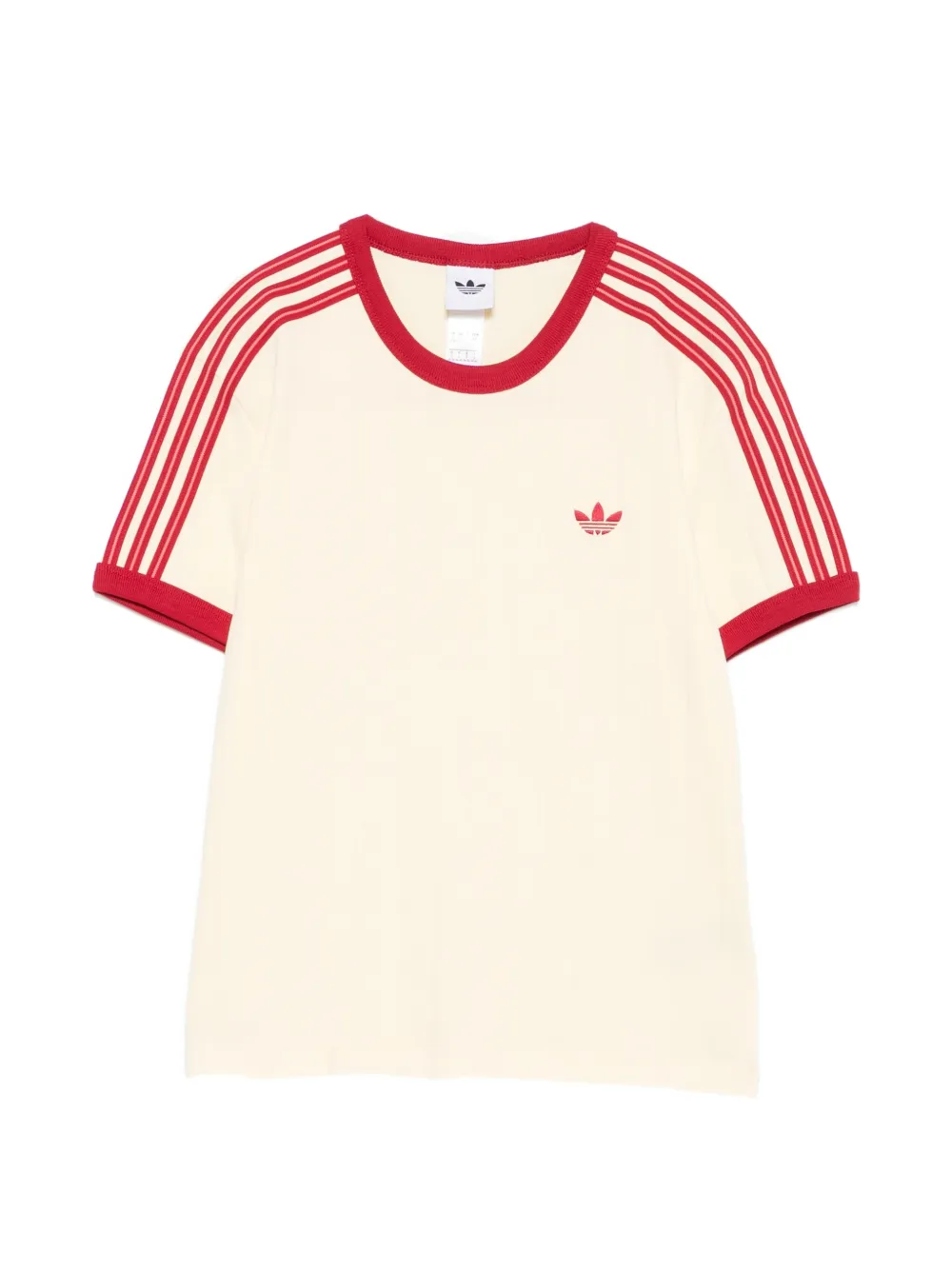 adidas logo-embroidered striped T-shirt Beige