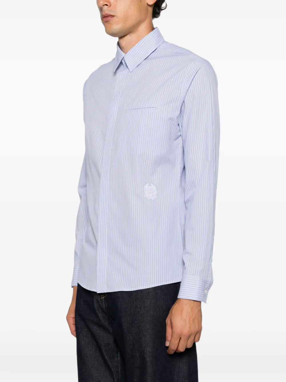 Iceberg vertical-stripe logo-embroidered shirt Blauw
