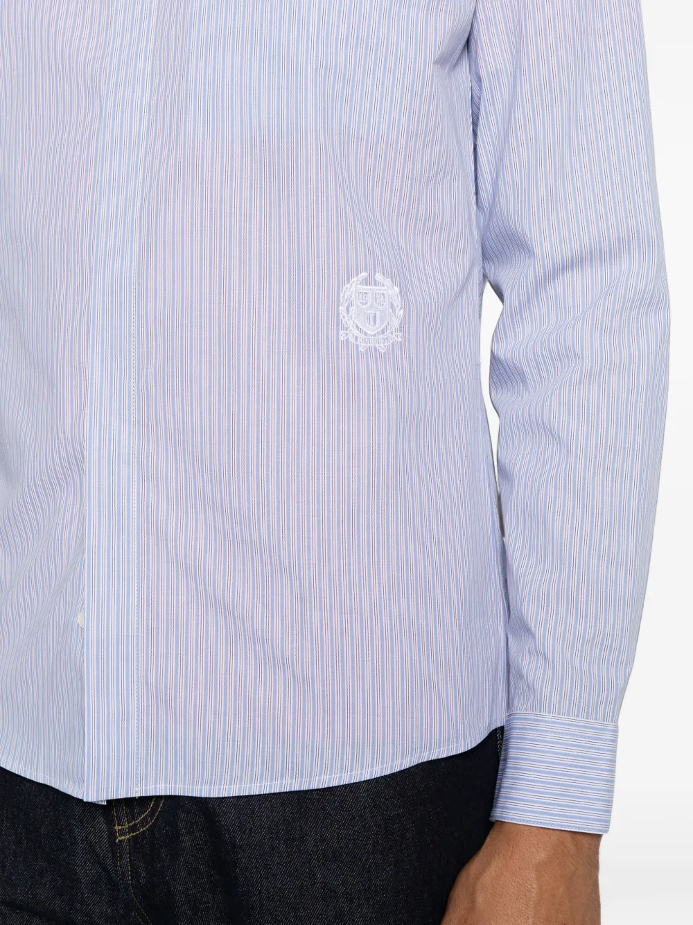 Iceberg vertical-stripe logo-embroidered shirt Blauw