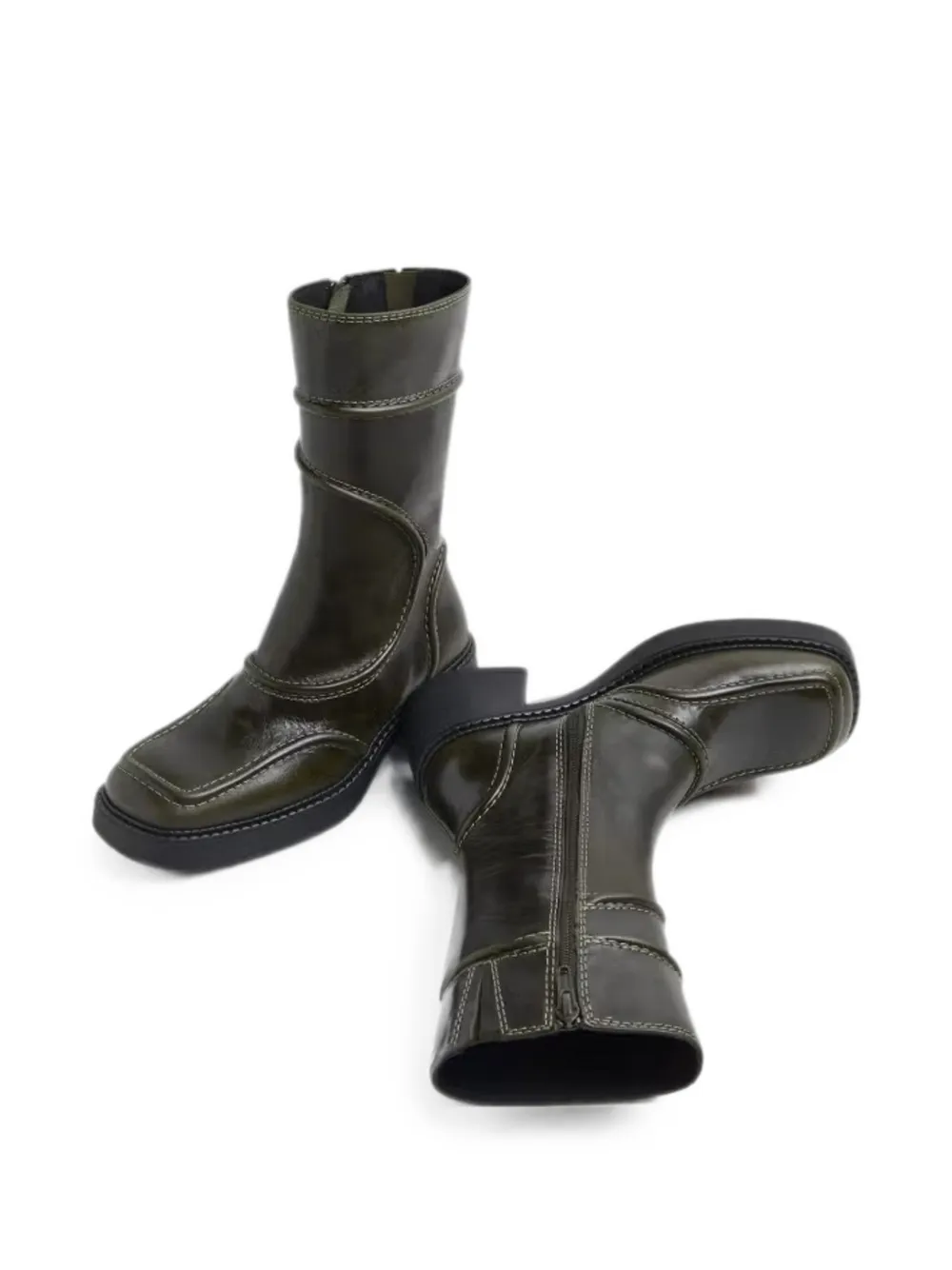 Miista Malene contrast-stitched boots Groen