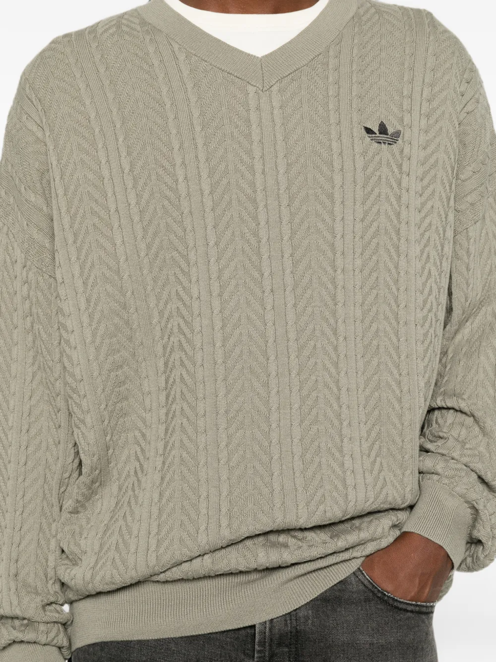 adidas Kabelgebreide trui Beige
