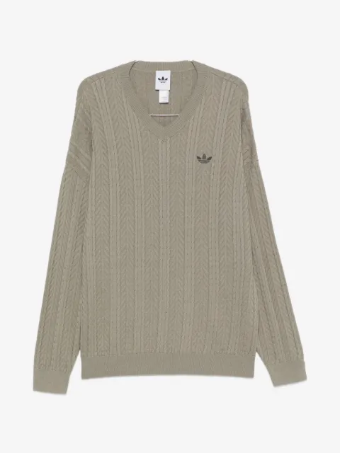 adidas cable-knit V-neck sweater