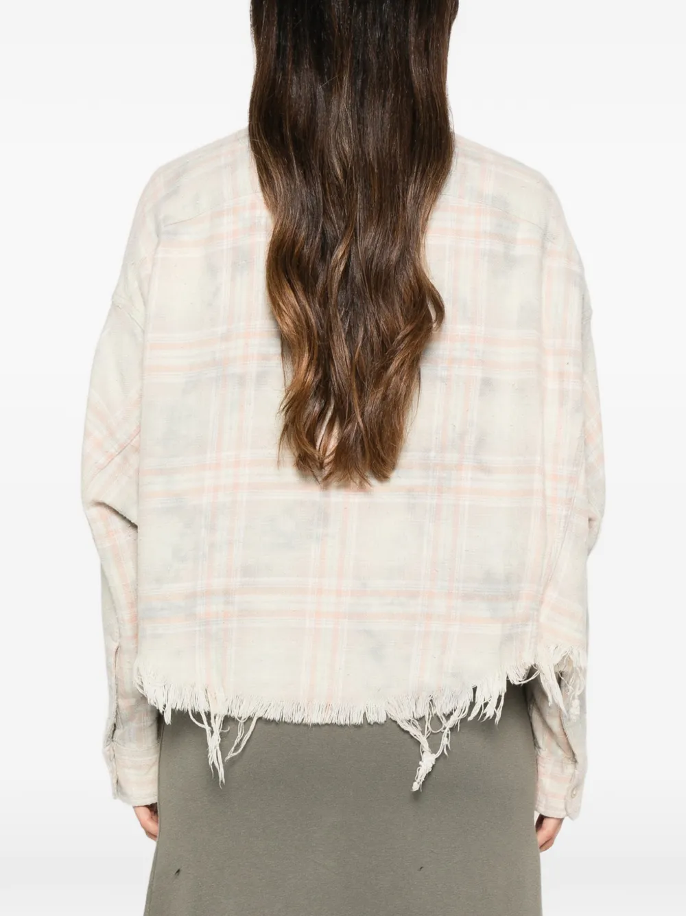 R13 Geruite blouse met franje Beige