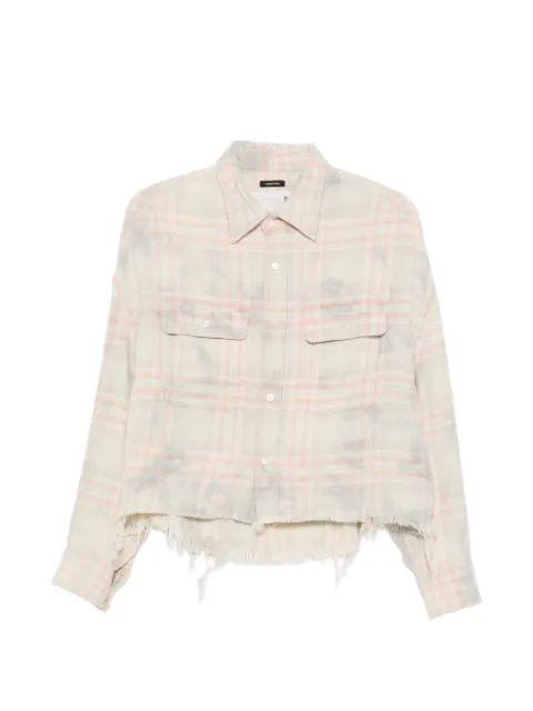 R13 plaid-pattern frayed shirt
