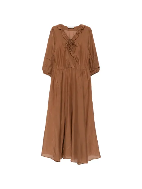 I BLUES ruffle-trimmed V-neck midi dress
