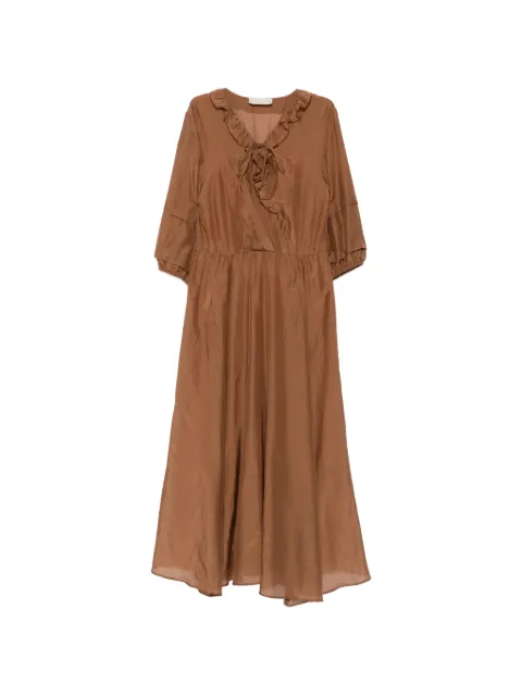 I BLUES vestido midi con ribete de volantes y cuello en V