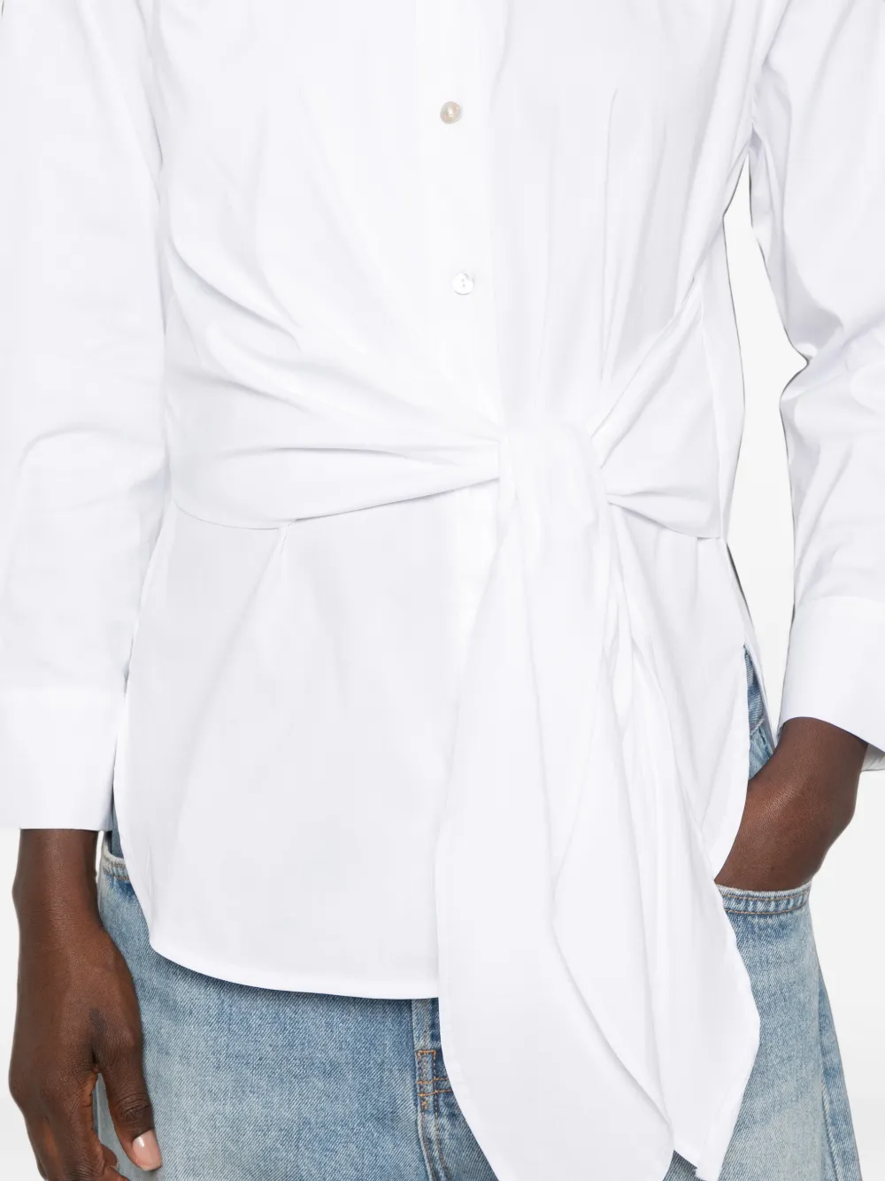 I BLUES Button-down blouse met gestrikte taille Wit
