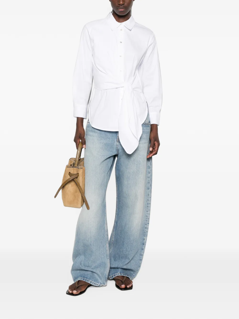 I BLUES Button-down blouse met gestrikte taille Wit