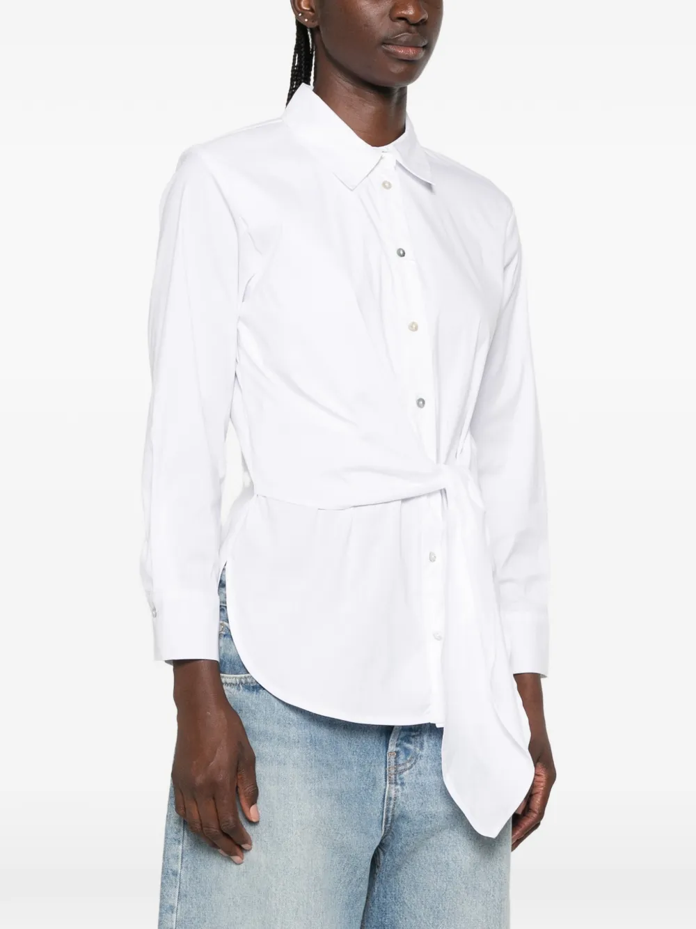 I BLUES Button-down blouse met gestrikte taille Wit
