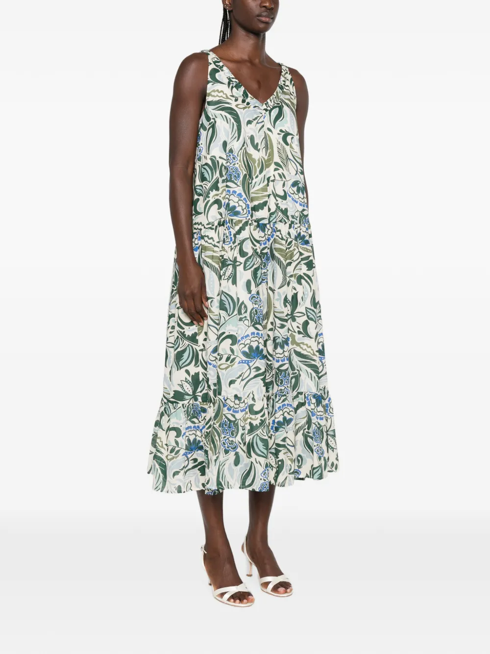 I BLUES Midi-jurk met bloemenprint Beige