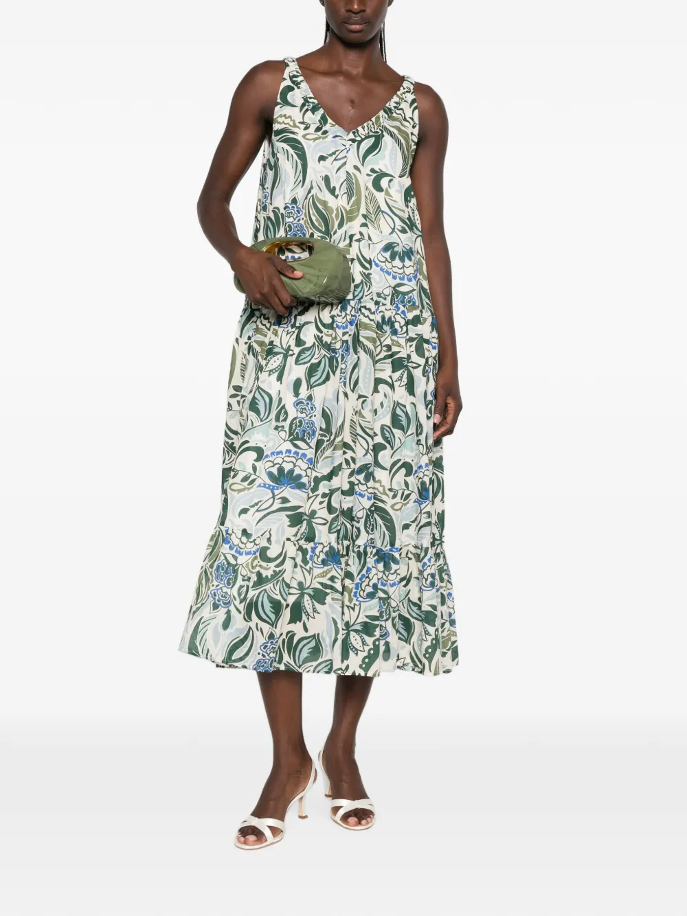 I BLUES Midi-jurk met bloemenprint Beige