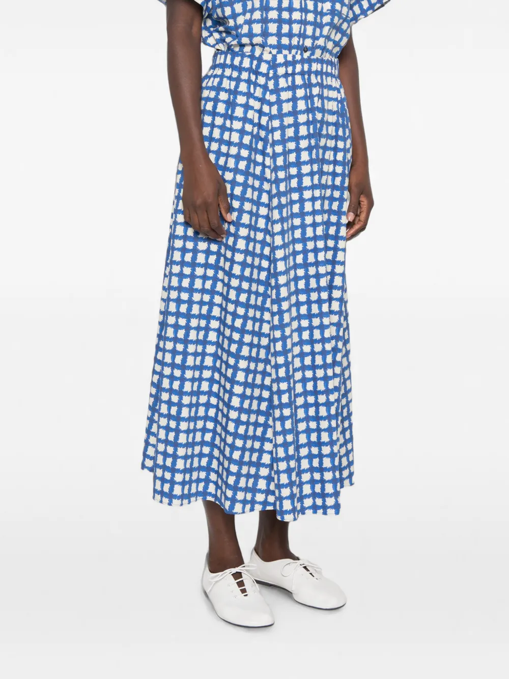 I BLUES Geruite midi-jurk met korte mouwen Blauw