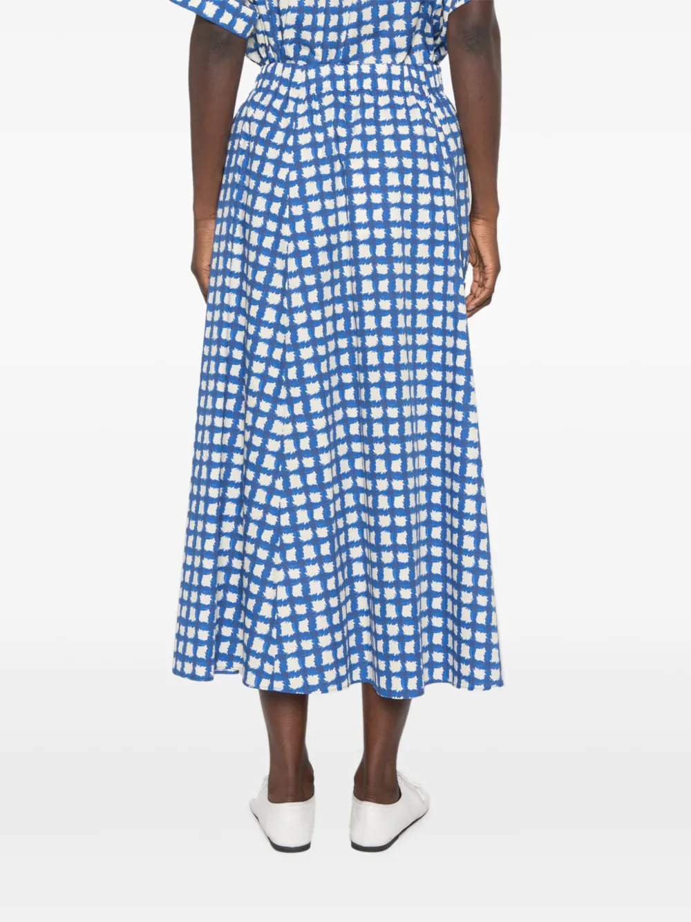 I BLUES Geruite midi-jurk met korte mouwen Blauw