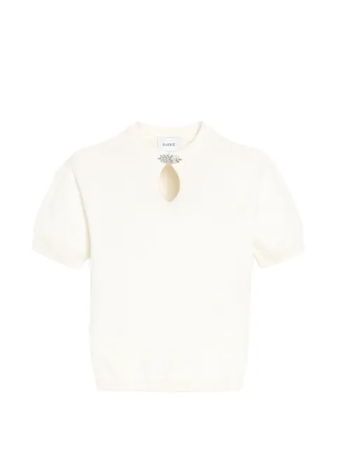 Barrie gem-embellished keyhole-detail knitted T-shirt
