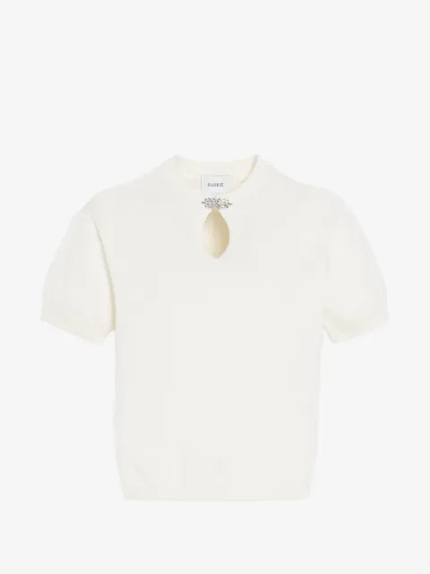 Barrie gem-embellished keyhole-detail knitted T-shirt