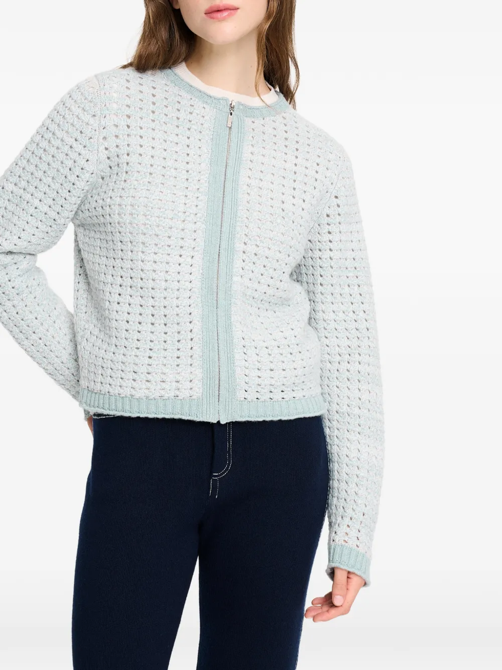 Barrie Gehaakt vest met rits Blauw