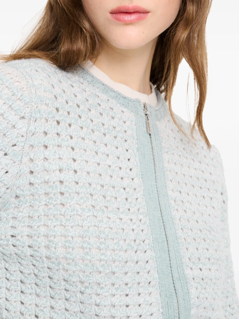 Barrie Gehaakt vest met rits Blauw