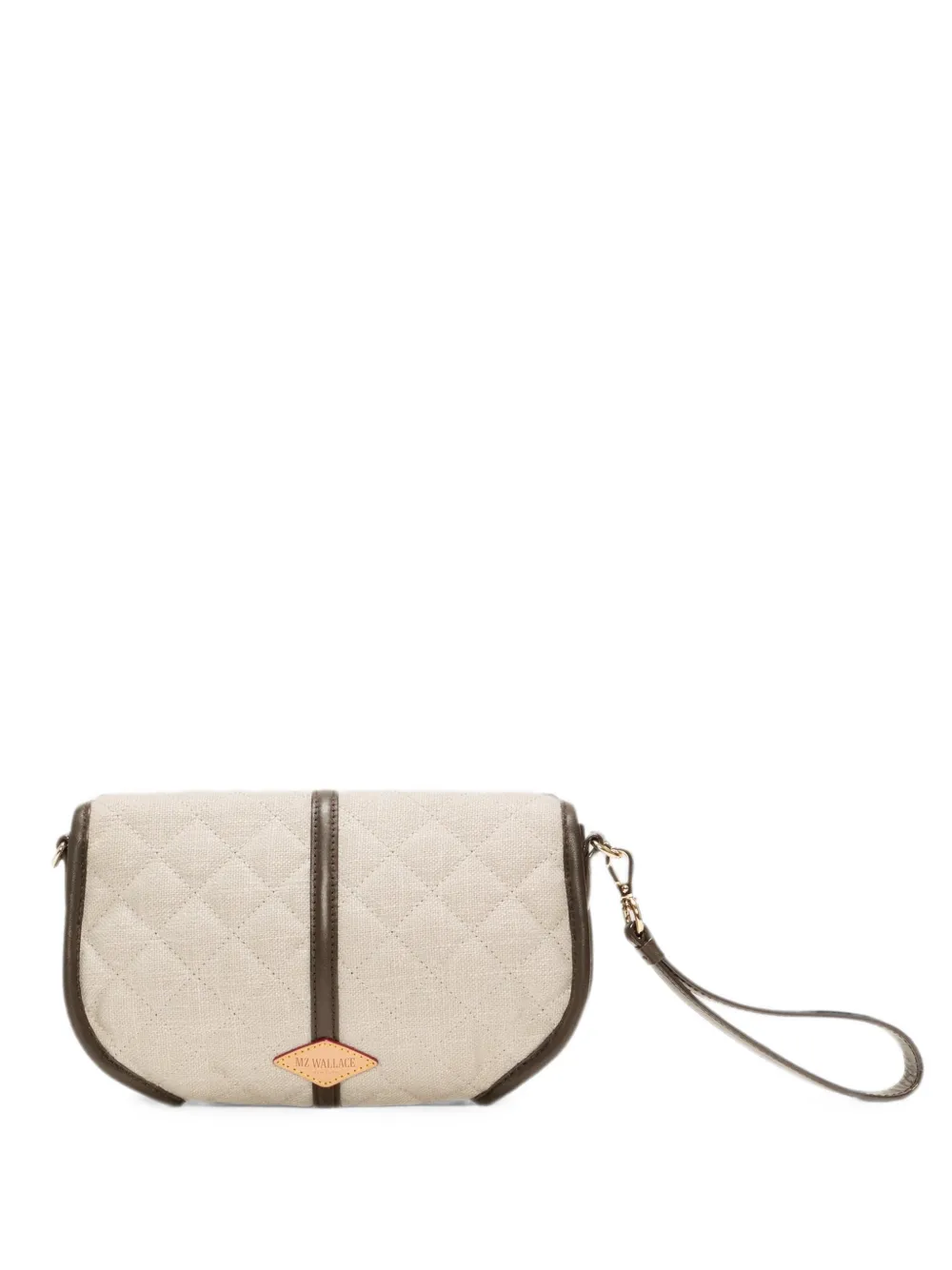 Mz Wallace Small Astor Quilted Linen Clutch Bag In Neutral