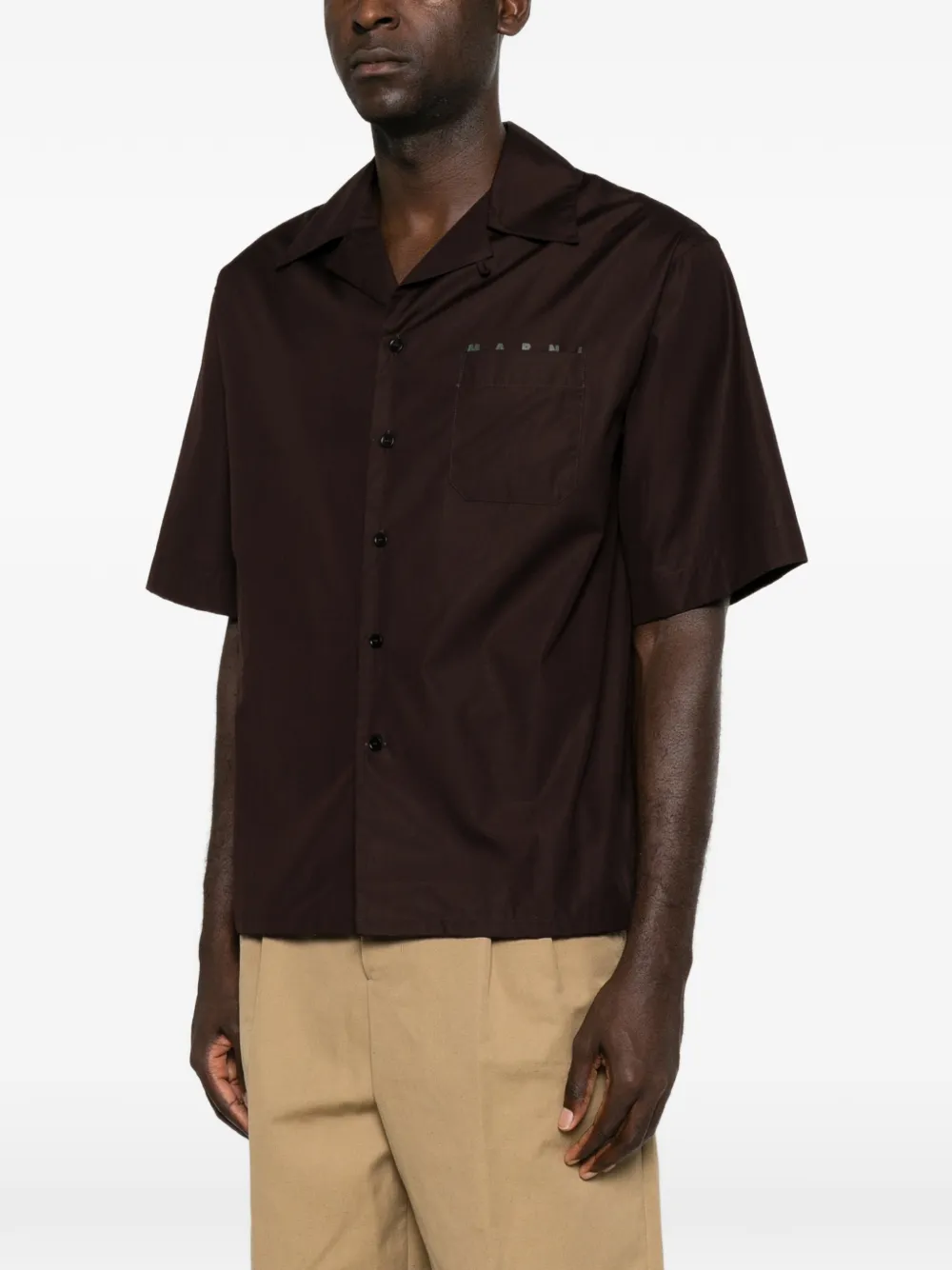 Marni logo-print short-sleeve shirt Bruin