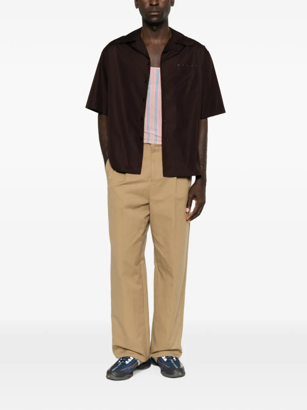 Marni logo-print short-sleeve shirt Bruin