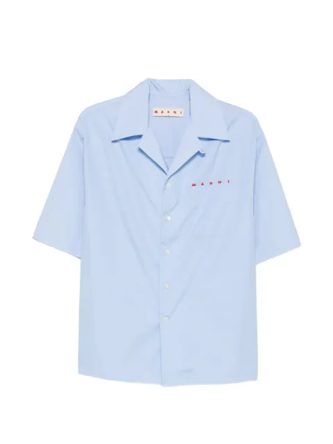 Marni logo-print camp-collar shirt