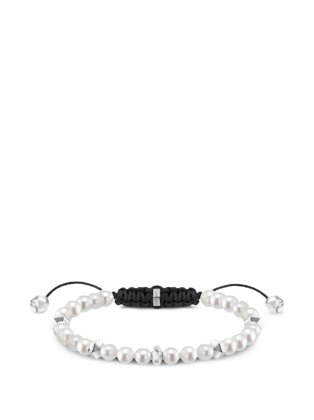 SABOTEUR logo-plaque adjustable pearl bracelet - Argento