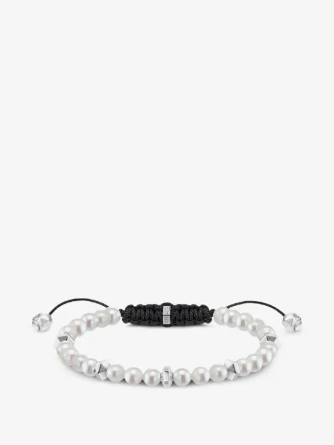 SABOTEUR logo-plaque adjustable pearl bracelet