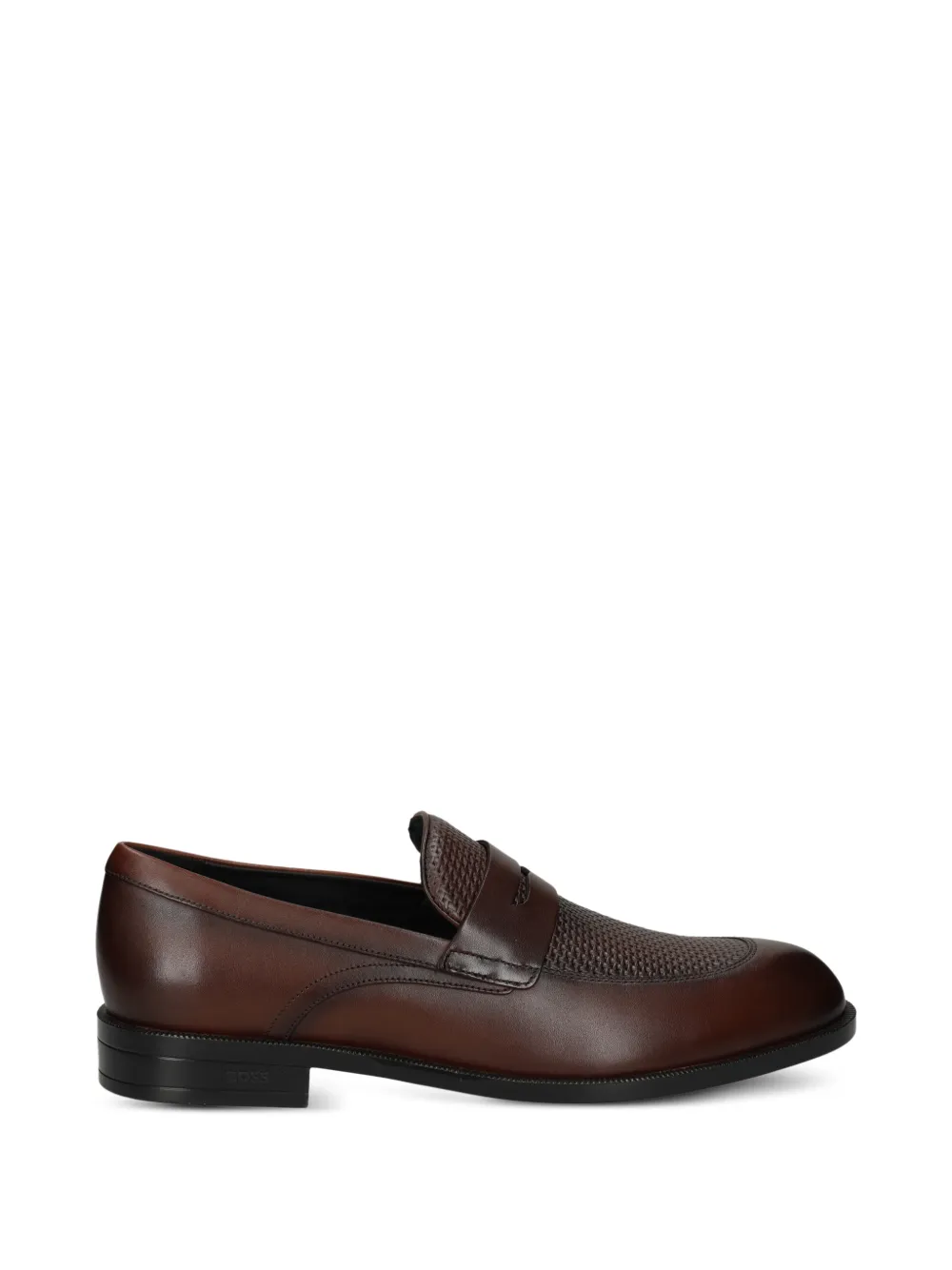 BOSS textured-panel penny-slot loafers - Braun