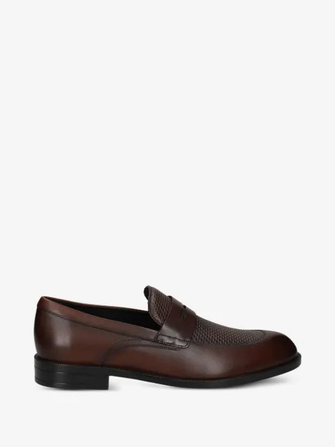 BOSS textured-panel penny-slot loafers