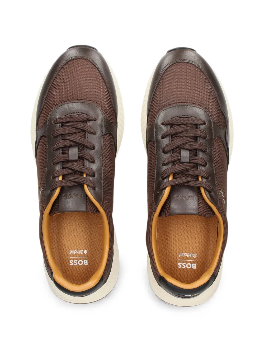 BOSS leather-trim panelled sneakers Bruin