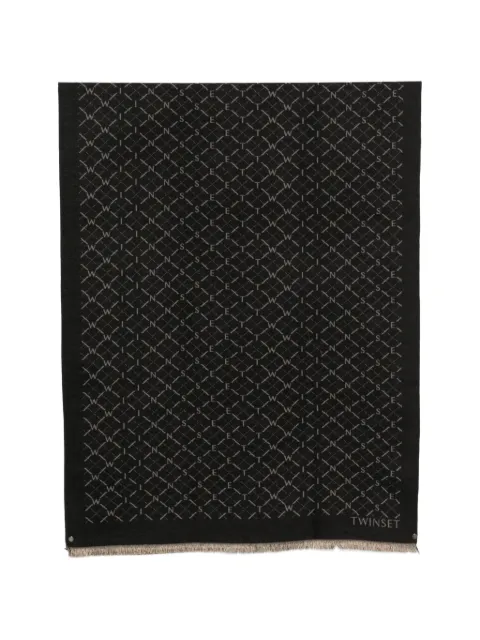 TWINSET écharpe frangée à logo en jacquard