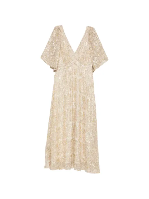 MAISON123 floral-print flutter-sleeve midi dress