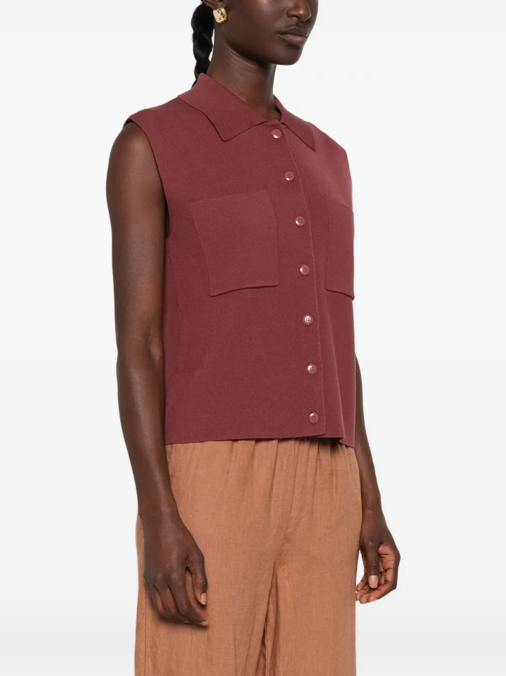 MAISON123 Petra mouwloze top met kraag Rood