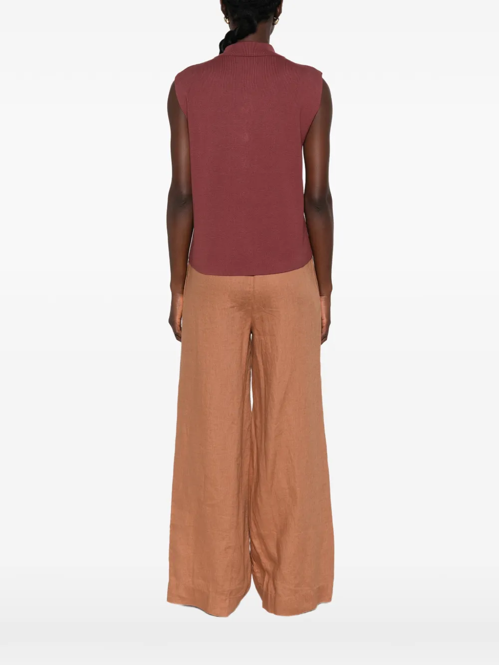 MAISON123 Petra mouwloze top met kraag Rood