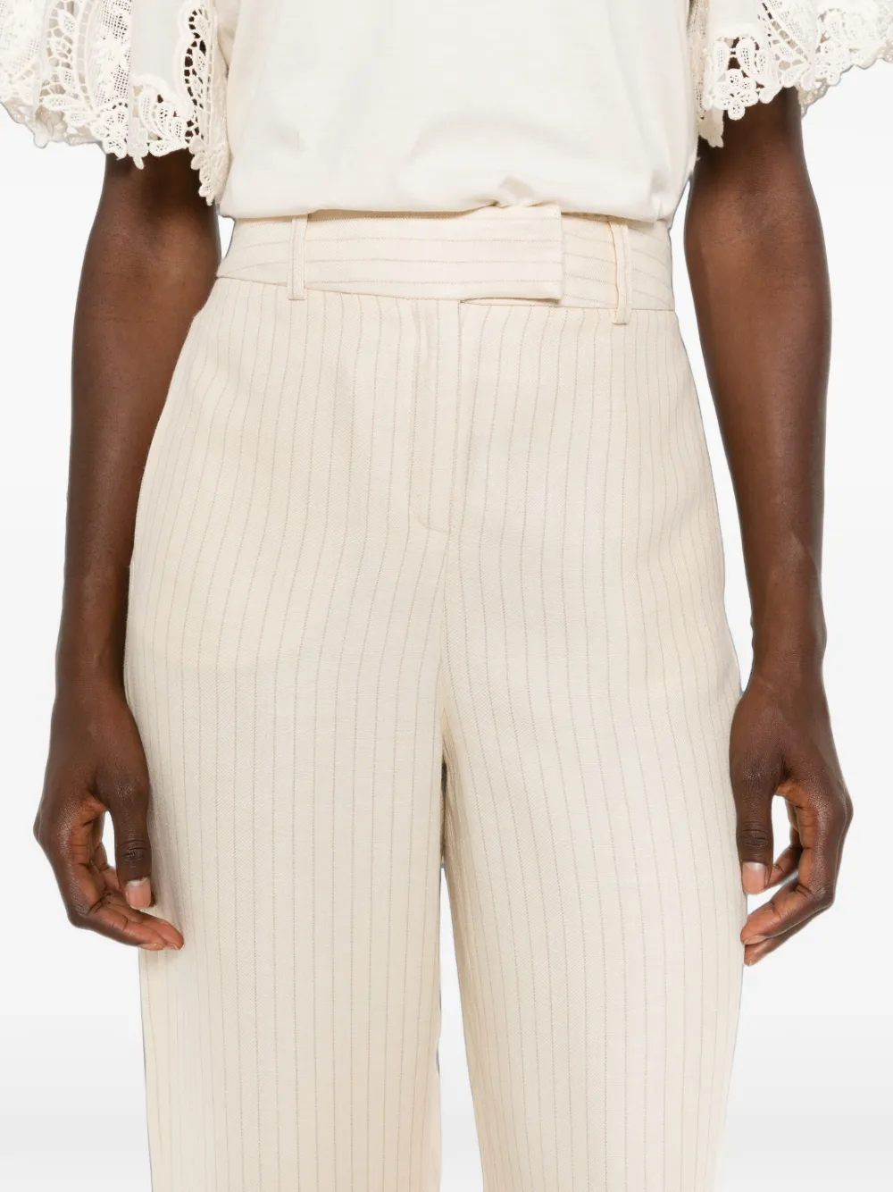 MAISON123 Broek met krijtstreep Beige