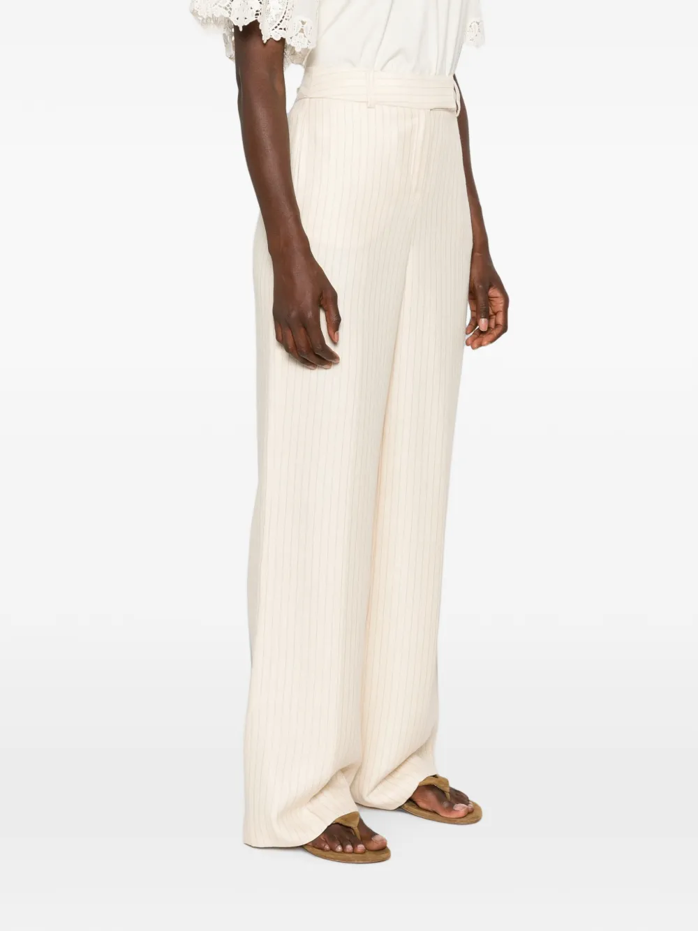 MAISON123 Broek met krijtstreep Beige