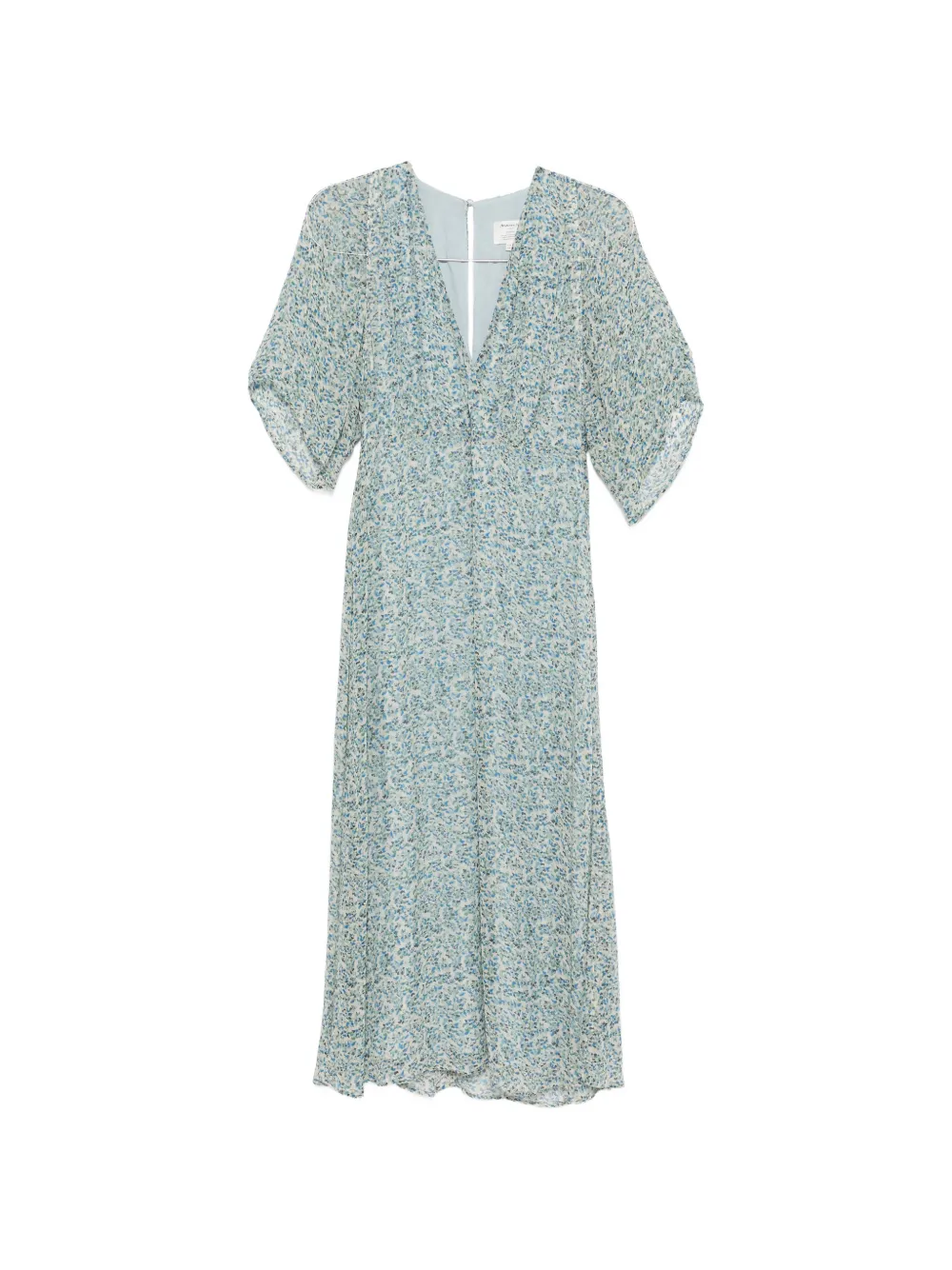 Maison123 Balma Floral-print Flutter-sleeve Midi Dress In Blue